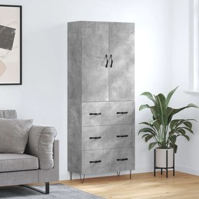 Credenza Grigio Cemento 69,5x34x180 cm in Legno Multistrato