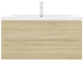 Mobile con lavabo integrato rovere sonoma in legno multistrato