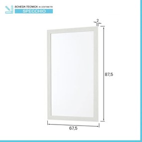Specchio bagno 67x87 cornice bianco effetto legno reversibile   Wood