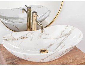 REA-U8597 - Lavabo da appoggio ROYAL 36x62 cm in ceramica, finitura effetto marmo