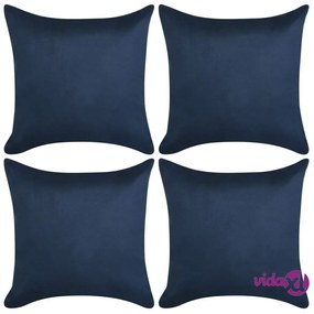 vidaXL 4 Fodere Cuscini 80x80cm Poliestere Scamosciato Sintetico Marina