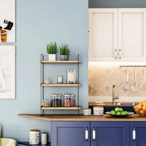 Scaffale a castello in rovere decorato in colore naturale 40 cm Pulalis - Kalune Design