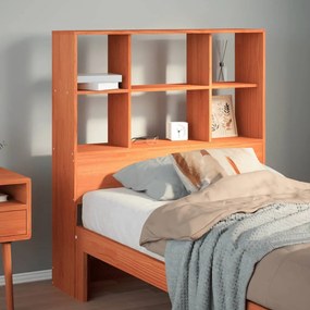 Testiera Con Ripiani Marrone Cera 100 Cm İn Legno Di Pino /