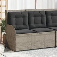 Panca Reclinabile Giardino con Cuscini Grigio Chiaro Polyrattan 368951