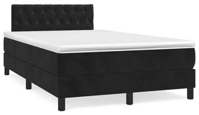 Letto A Molle Con Materasso E Led Nero 120x190 Cm İn Velluto /