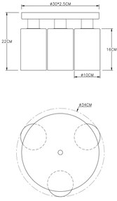 Globo 15465-3D - Plafoniera HADERA 3xE27/60W/230V