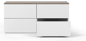 Cassettiera bassa bianca/marrone 120x54 cm Join - TemaHome