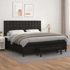 Giroletto A Molle Con Materasso Nero 200x200 Cm İn Similpelle /