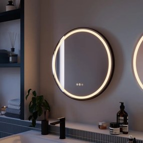Specchio bagno con illuminazione led integrata tondo Remix SENSEA D60 cm nero