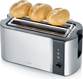 Severin AT 2590 - Tostapane a 4 fette, 1400 W/230 V, acciaio inox/nero