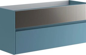 Mobile da bagno sospeso sotto lavabo Niwa 2 cassetti ideale per doppia vasca L 119.5 x H50 x P45.5cm blu pacifico e grigio cannettato