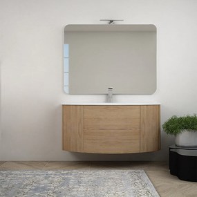 Mobile bagno 120 cm Rovere tabacco sospeso con specchio filo lucido