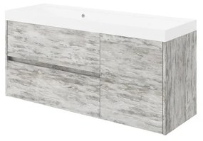 Mobile sottolavabo e lavabo Portofino grigio antico in mdf L 120 cm, 1 anta 2 cassetti