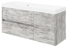 Mobile sottolavabo e lavabo Portofino per vasca centrale grigio antico in mdf L 120 x H 51 x P 40 cm, 1 anta 2 cassetti