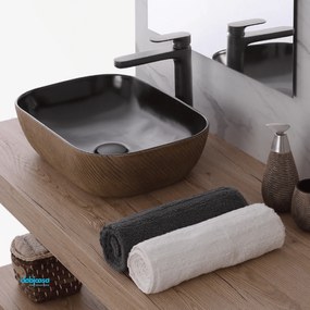 Lavabo D'appoggio In Ceramica Nero Da 45 cm