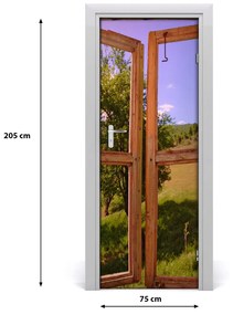 Adesivo per porta interna Paesaggio fuori dalla finestra 75x205 cm