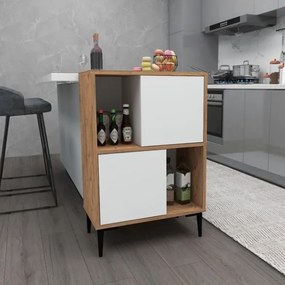 Mobile Da Cucina Multiuso Dispensa 60x35x90 Nikla Rovere E Bianco