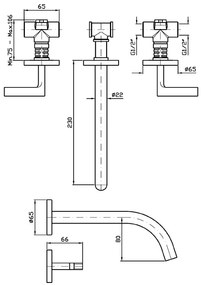 Zucchetti Zsb5697 gruppo lavabo 3 fori con bocca 23 cm e aeratore a muro senza parte ad incasso cromo