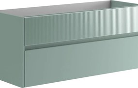 Mobile da bagno sospeso sotto lavabo Niwa 2 cassetti ideale per doppia vasca L119.5 x H50 x P45.5cm verde timo opaco cannettato