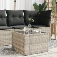 Tavolo Giardino Piano Vetro Grigio Chiaro 55x55x37cm Polyrattan 366182