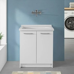 Mobile lavatoio 75x61 cm a due ante con vasca in ceramica Revine