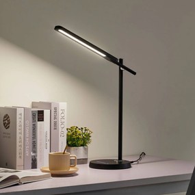 Lampada da scrivania Valtorin Lindby, dimmerabile, Nero, Studio / Ufficio, Plastica, Moderno, Lampada da tavolo LED