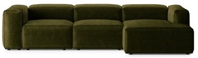 Divano angolare verde (con penisola a destra/con chaise lounge) con rivestimento in velluto a coste Bergamo – Cosmopolitan Design