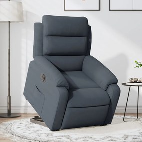 Poltrona Alzapersona Reclinabile Elettrica Grigio Scuro Velluto /