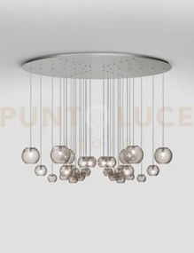 Oto sospensione cha fume' rigato nickel satinato 9 luci attacco g9