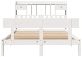 Letto libreria senza materasso bianco 140x190 cm legno di pino