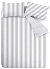 Set copripiumino e federa grigio in flanella per letto matrimoniale 200x200 cm Stripe – Catherine Lansfield