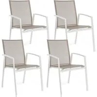 Set 4 Sedie da Giardino 57x57x87,5h cm con Braccioli Cruise Bianco