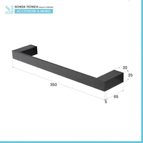 Porta asciugamani diritto da muro L 35 cm in alluminio Nero Sky