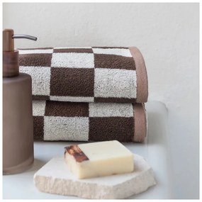 Asciugamano marrone in spugna biologica 50x90 cm Retro - Mette Ditmer Denmark