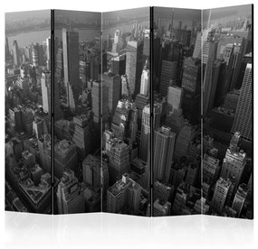 Paravento design New York: grattacieli (vista a volo d'uccello) II - panorama b/n