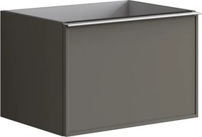 Cassettiera Pixel con 2 cassetti  frontale frame laccato opaco grigio carbone e maniglia alluminio brillante L60 x H40 x P45,5 cm