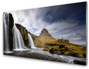 Pannello paraschizzi cucina Paesaggio di montagna della cascata 100x50 cm