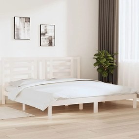 Giroletto Senza Materasso Bianco 200x200 Cm Legno Massello Pino /