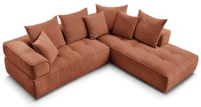 Divano angolare color terracotta (penisola a destra/a L) con rivestimento in ciniglia Whesley – Bobochic Paris