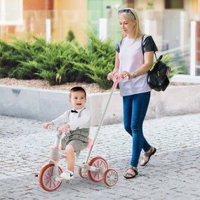 Costway Triciclo per bambini con maniglione altezza regolabile pedali rimovibili, Bici a 4 ruote 3 Colori