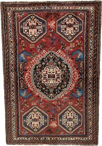 Shiraz Tappeto persiano 170 x 120 Rosso (Iran) Annodato A Mano