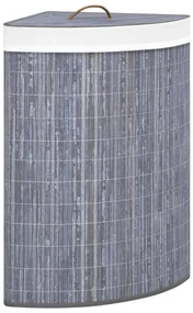 Cesto Portabiancheria Angolare İn Bambù Grigio 60 L /