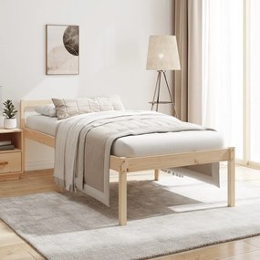 Letto Per Anziani 90x200 Cm İn Legno Massello Di Pino /