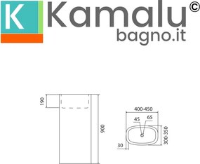 Lavabo da terra in pietra naturale grigia altezza 90 cm | - KAMALU