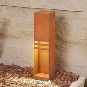 Lucande Lampioncino LED Oxido, color ruggine, acciaio corten