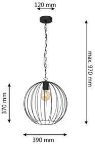 Lampadario a sospensione con catena MERCURE 1xE27/15W/230V nero