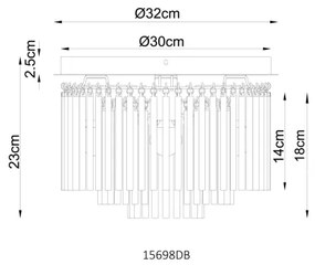 Globo 15698DB - Plafoniera GORLEY 5xE14/40W/230V Ø 32 cm
