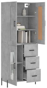 Credenza grigio cemento 69,5x34x180 cm in legno multistrato