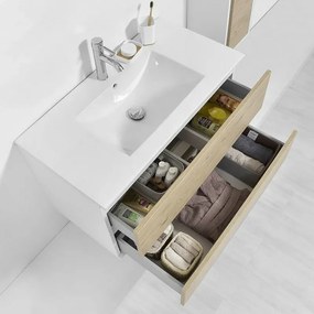 Mobile bagno sospeso 90 cm Duble rovere africa completo di lavabo e specchio