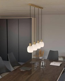 Lampadario Glamour Manzanares oro paralume bianco 4x E27 Ø0cm EGLO